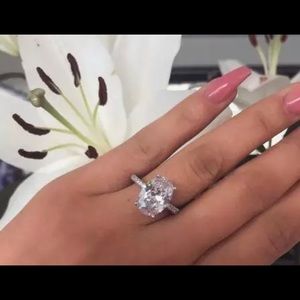 925 Sterling Silver 3 Carat CZ Oval Wedding Band